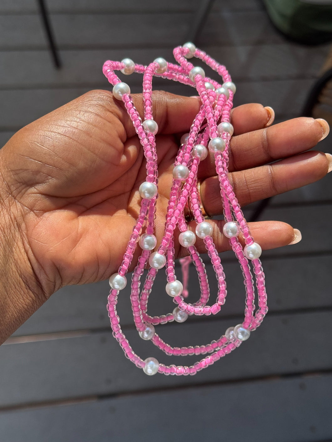 Pink Pearl Glow Waist Beads