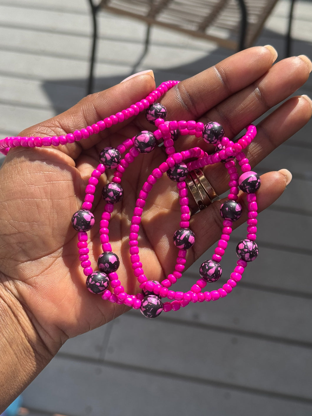 Magenta Marble Waist Beads